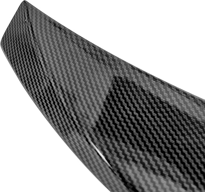 IKON MOTORSPORTS, Trunk Spoiler Compatible with 2017-2025 Tesla Model 3, Carbon Fiber Print ABS Plastic Performance Style Rear Trunk Lid Wing Spoiler, 2018 2019 2020 2021 2022