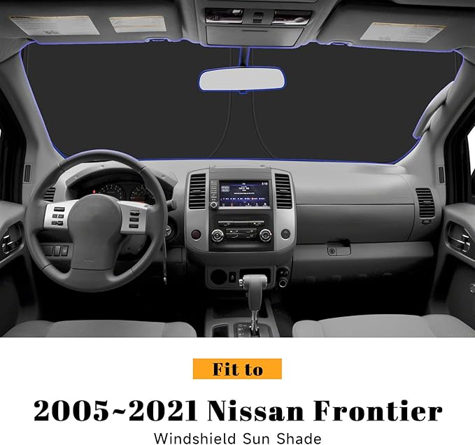 Car Windshield Sun Shade for Nissan 2005-2021 Frontier Accessories (OEM Design) Reflective Foldable Heat Insulation Sunshade for Ultimate Protection