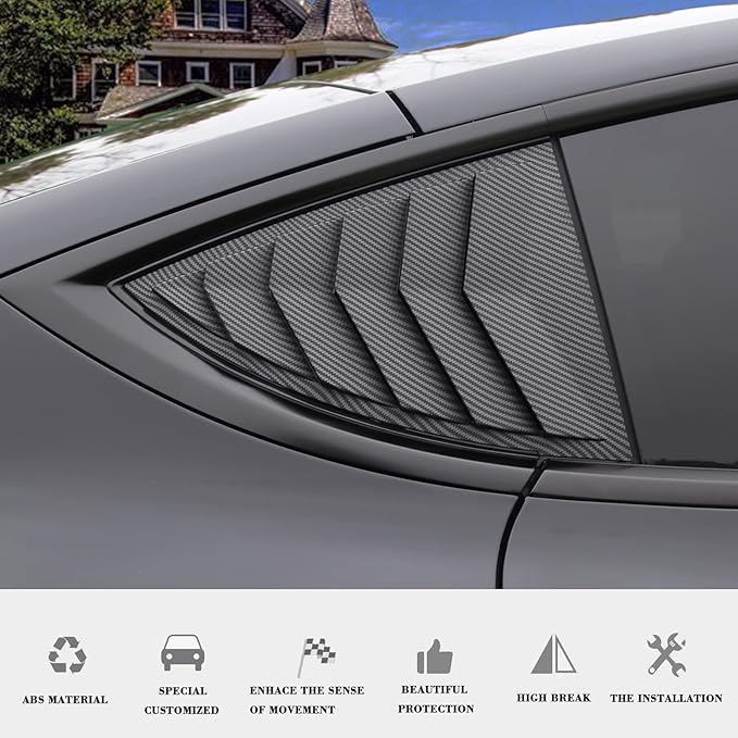 YHCDSEA for Model Y Side Window Louver Cover Sport Style for Tesla Model Y 2021 2022 2023 2024 2025 2026 Accessories (Glossy Carbon Fiber Pattern)