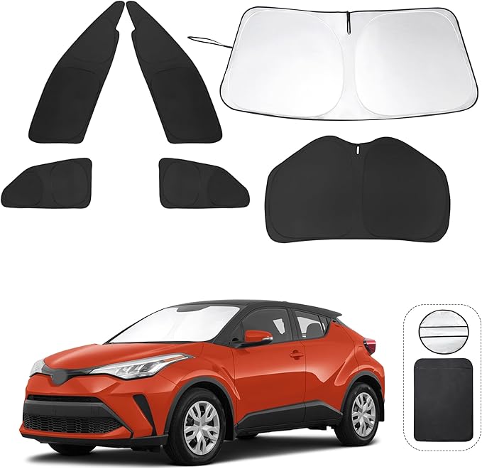 6PCS YYCKE Window Shades for CHR 2018-2023 CH-R for Toyota Accessories Side Full Windows Windshield Sun Shade Sun UV Rays & Privacy Protection for Camping,Napping,and Relaxing