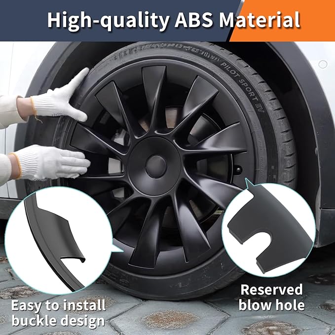 Tesla Model Y Rim Protector Fit 20" Induction Wheels 2020-2024|Wheel Covers 20 inch|ABS Guard Hubcap Cover for Curb Rash Prevention| Model Y Accessories|Matte Black(Set of 4)