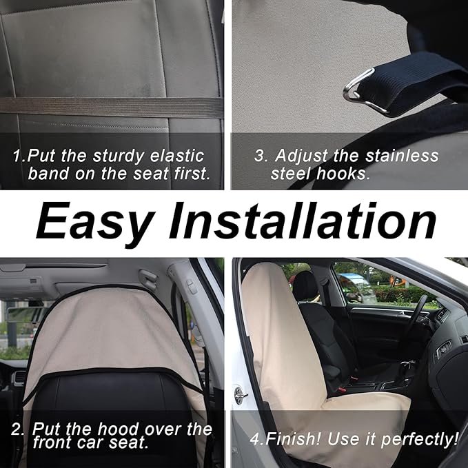 Car Seat Cover Protector Front Seats,for Gym Workout,Running,Swimming,Beach and Hiking,Waterproof Sweat Towel Bucket Seat Covers for Cars SUV Trucks (Off-White, 2Pcs)