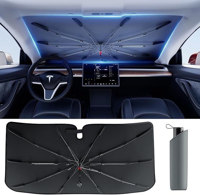 DMJN Umbrella Windshield Sun Shade for Toyota RAV4 (2019-2026), Car Sunshade for Front Windshield [Nano Ice-Crystal Coatings] UPF50+ Heat & UV Block, Protect Interior & Keep Cooler
