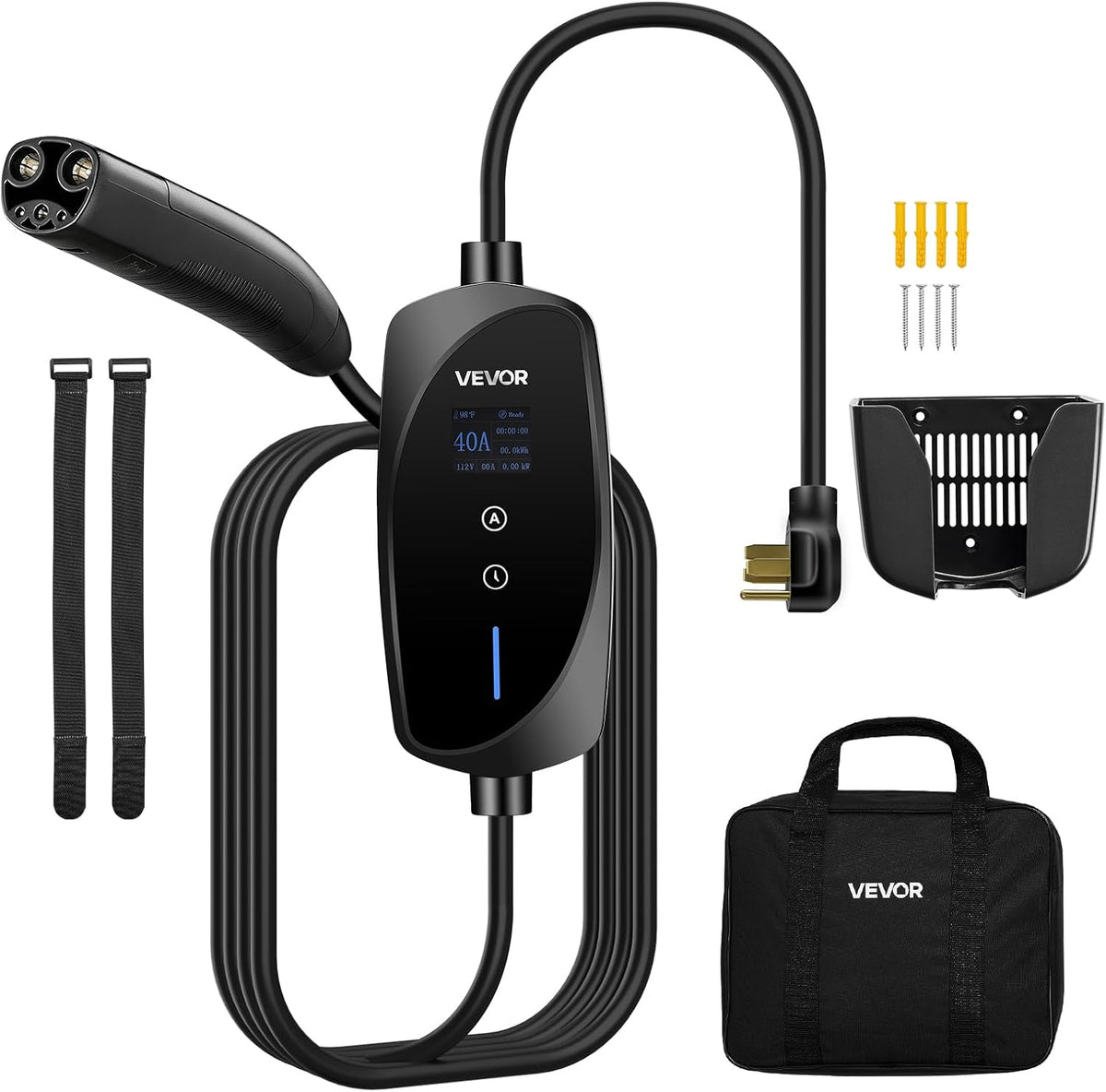 Level 2 Tesla Charger, 40 Amp Adjustable Current, 240V Portable Home Electric Car EV Charger with 25 Ft Charging Cable, NEMA 14-50P Plug, LCD Display, NACS Connector, for Tesla Model Y/X/3/S