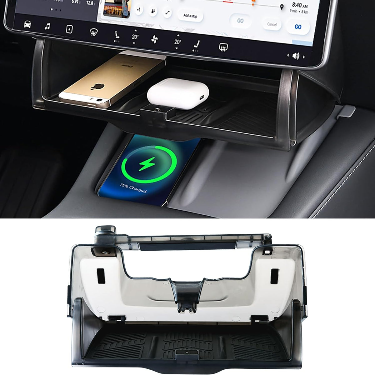 Hidden under Screen Storage for Tesla Model Y Model 3 2026-2016