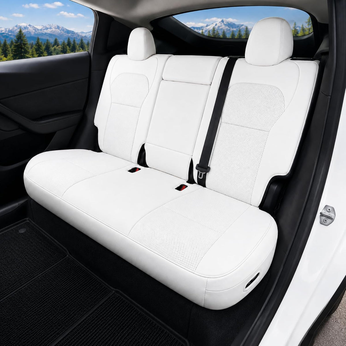 Tesla Model Y Seat Cover 2025 2026 Full Set (Half‑Pack White)
