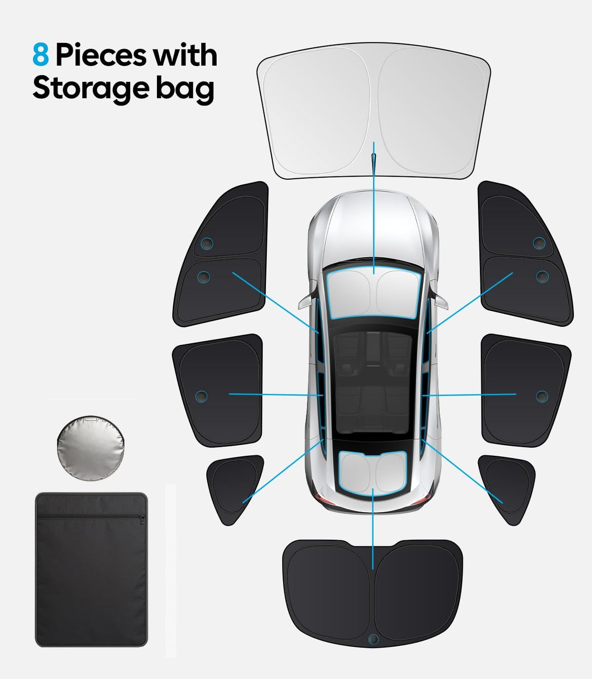 2026 8PC Full Set Window Sunshade for Tesla Model Y Juniper 2025-2026
