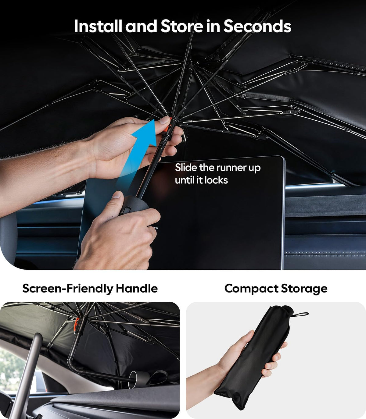 Windshield Sun Shade Umbrella for Tesla Model Y Juniper 2020–2026