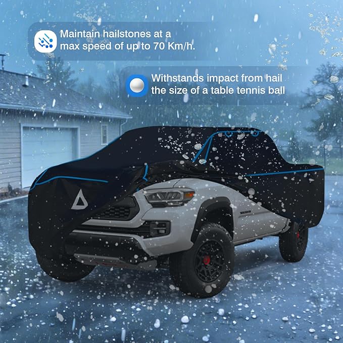 Hail Protector Car Cover for Truck Toyota Tacoma, Custom fit Tacoma 1995-2026 Xtra/Access/Double Cab SB(5'-6.125')+ Gift Windshield Sunshade, Multi-Layered EVA Hail Proof Car Cover.