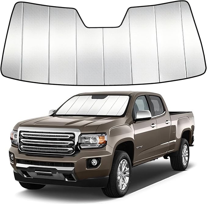 Windshield Sun Shade Custom Fit for GMC Canyon 2015-2022, Accordion Folding Thick Window Sunshade Block Heat 99% UV Rays Sun Visor Keep Cooler Car Accessories
