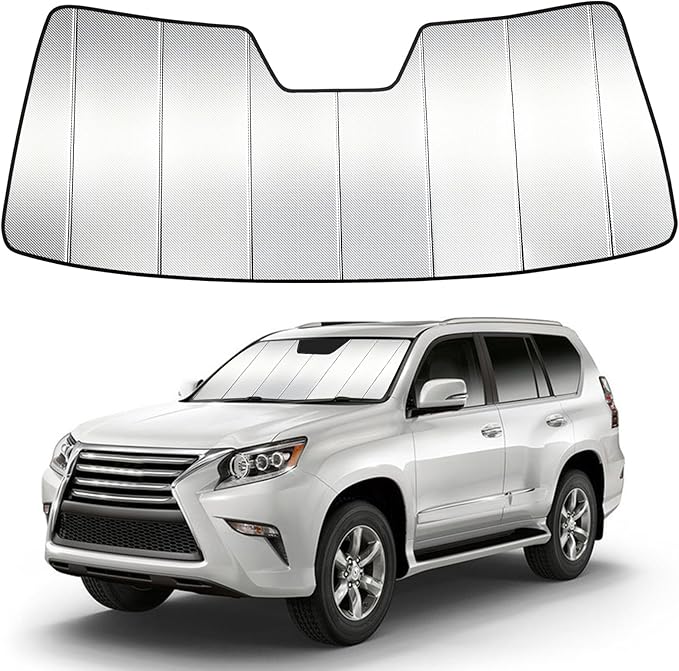 Windshield Sun Shade Custom Fit for Le-xus GX460 2010-2023, Accordion Folding Thick Window Sunshade Block Heat 99% UV Rays Sun Visor Keep Cooler Car Accessories