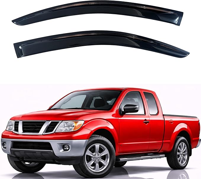 KPY Rain Guards Fit for 2005-2020 Nissan Frontier King Cab, Out-Channel Window Visors Vent Wind Deflectors 2PC, Truck Accessories for 05-20 Frontier (Extended Cab Only)