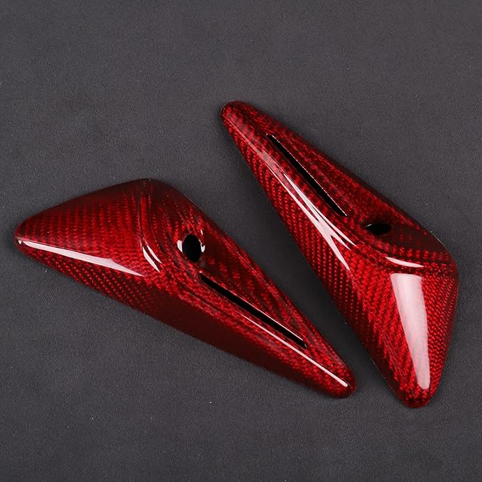 NVCNX for 2025 2026 Tesla Model 3/Y Highland Juniper Accessories Hard Rigid Real Carbon Fiber Vehicle Molding Side Camera Protection Cover Car Exterior Trim 2PCs, Fit for HW4.0, Glossy, Red, not ABS