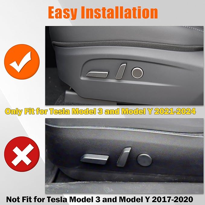 Compatible with Tesla Power Seat Control Switch with Button Cover Model 3 Model Y 2021-2024, Front Left Driver Side Seat Controller Backrest Cushion Adjuster Switch for Tesla Accessories