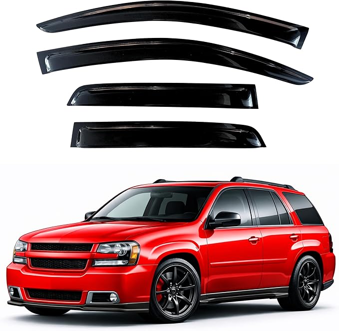 KPY Rain Guards Fit for 2002-2009 Chevrolet Trailblazer, Out-Channel Window Visors Vent Wind Deflectors 4PC, Car Accessories for 06-09 Chevy Trailblazer SS