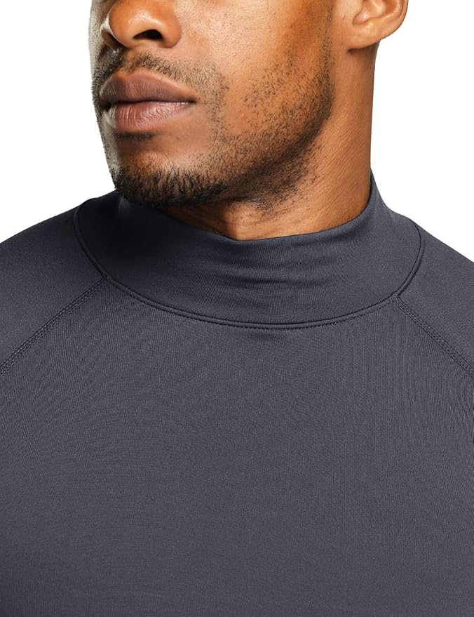 TSLA Men's Thermal Long Sleeve Compression Shirts, Mock/Turtleneck Winter Sports Running Base Layer Top