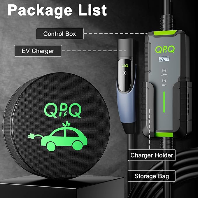 QPQ Level 2 Tesla Charger 32A, Portable Electric Car EV Charger for Tesla Models Y/X/3/S, 21FT Cable 240V NEMA 14-50 Plug, NACS Connector, 7.68KW Home EV Charging Station