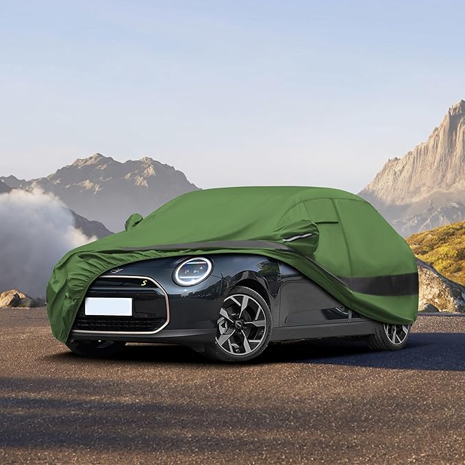 Heavy Duty Outdoor Car Cover Compatible with 2014-2026 Mini Cooper 2 Door,Waterproof All Weather for Automobiles, Outdoor Full Cover Rain Sun UV Protection with Zipper Cotton