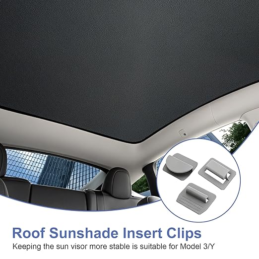16 Pcs Sunshade Clips, Roof Sunshade Insert Clips Compatible with Model 3/Y/S/X, Sun Roof Shade Fasteners for Sunshade Installation and Stability (Grey)