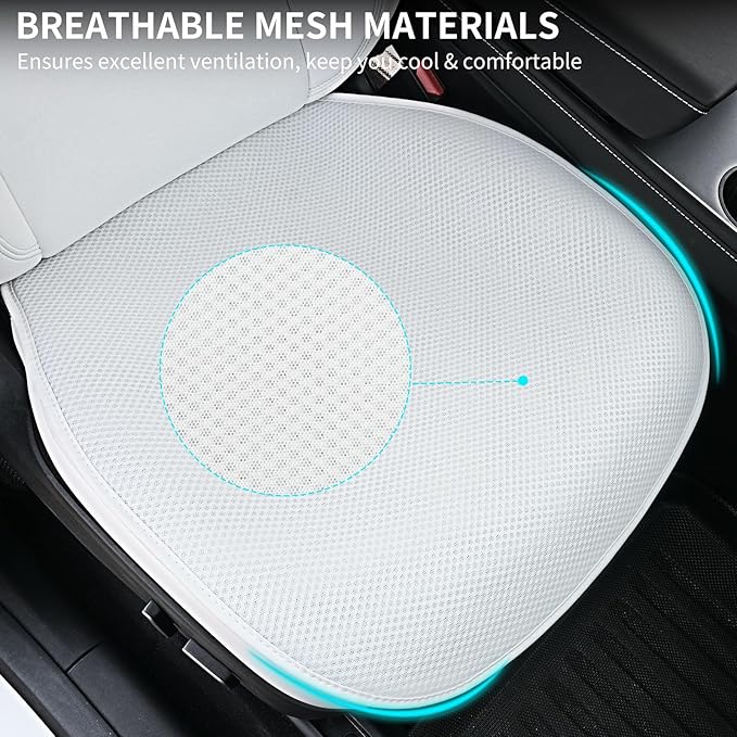 2025 Font Bottom Seat Covers for Tesla Model 3/Y Juniper/Highland [Breathable Mesh & Anti-Slip & Washable] 2PCS Seat Protectors for Tesla Model Y Model 3 Accessories 2026 2025-2017 White