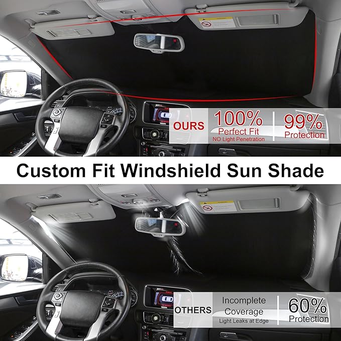 Windshield Sun Shade Custom Fit for 2009 2010 2011 2012 2013 Toyota Corolla Accessories Foldable Sunshade Sun Blocker Protect Car from Sun Rays & Heat Damage Keep Car Cooler