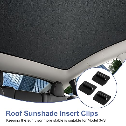24 Pcs Sunshade Clips, Roof Sunshade Insert Clips Compatible with Model 3/Y/S/X, Sun Roof Shade Fasteners for Sunshade Installation and Stability (Black)