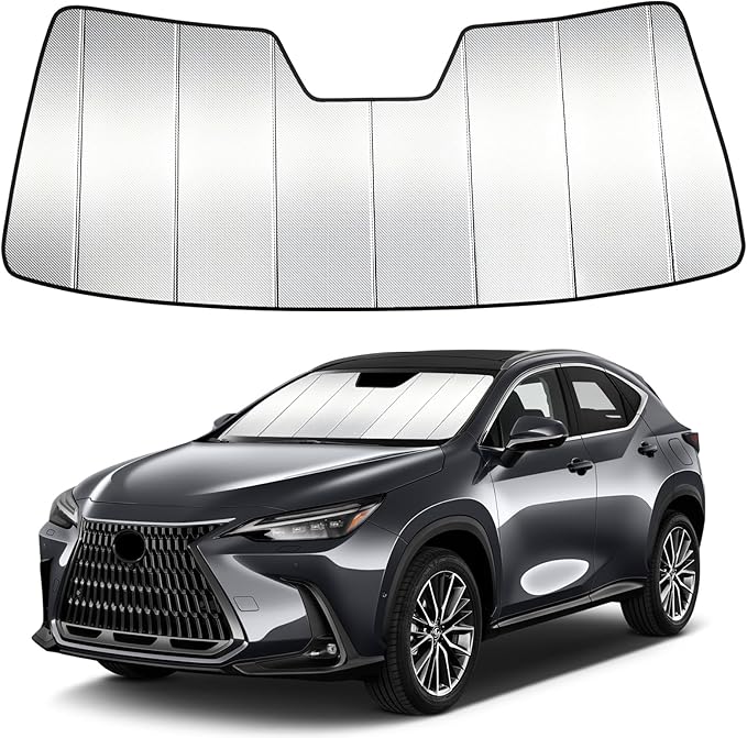 Windshield Sun Shade Custom Fit for L-EXUS NX NX250 NX350 NX350h NX450h+ 2022-2026, Accordion Folding Thick Window Sunshade Block Heat 99% UV Rays Sun Visor Keep Cooler Car Accessories