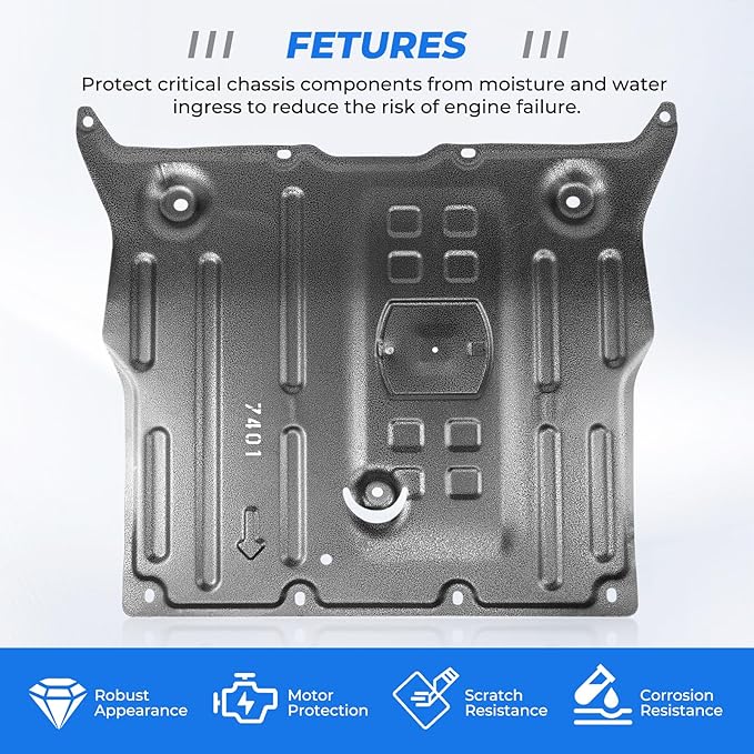 Front Skid Plate Compatible with Tesla Model 3 2017-2025 & Model Y 2020-2025, Under Engine Guard Splash Shield Cover Chassis with Install Accessories