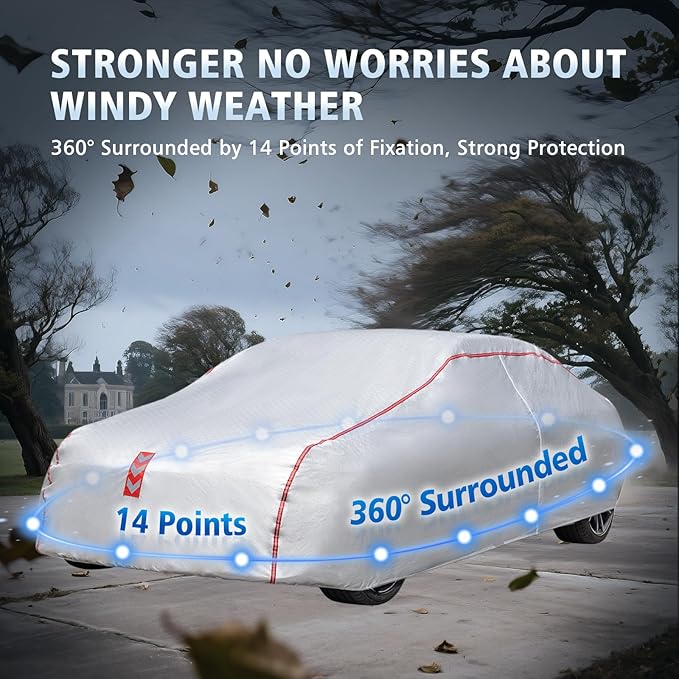 Car Cover Waterproof All Weather, 60 S Quick Install Underbody Wrap-Around Mount Car Covers for Automobiles （Copue-178 to 185 in）