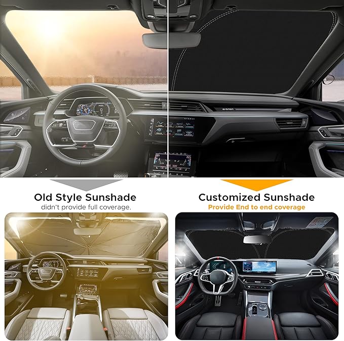 EcoNour Windshield Sun Shade Compatible for Lexus ES 2019-2025 Front Window Sunshade Foldable Sun Visor UV & Heat Blocking Protection