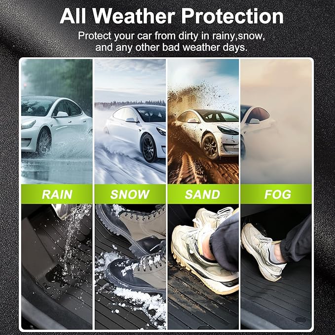 Floor Mats for 2025 2026 Tesla Model Y Juniper, 8PCS All Weather Full Set Cargo Liners Accessories, 3D TPE Odorless Floor Mat Trunk Frunk Rear Mats for 5-Seater(Not Fit 7Seat and Standard)