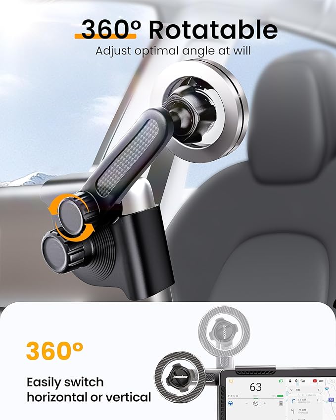 2025 Upgrade Tesla Phone Mount [N55 Strongest Magnet] [Non-Adhesive Version] Hands-Free No-Drop for Magsafe, Fits for Tesla Model Y/3/X/S/Cybertruck, Compatible with iPhone 17/16/15 All Phones