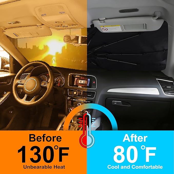 Windshield Sun Shade Umbrella Accessories Compatible with 2018 2019 2020-2026 XC60 for Volvo Foldable Sunshade Sun Visor Blocks UV
