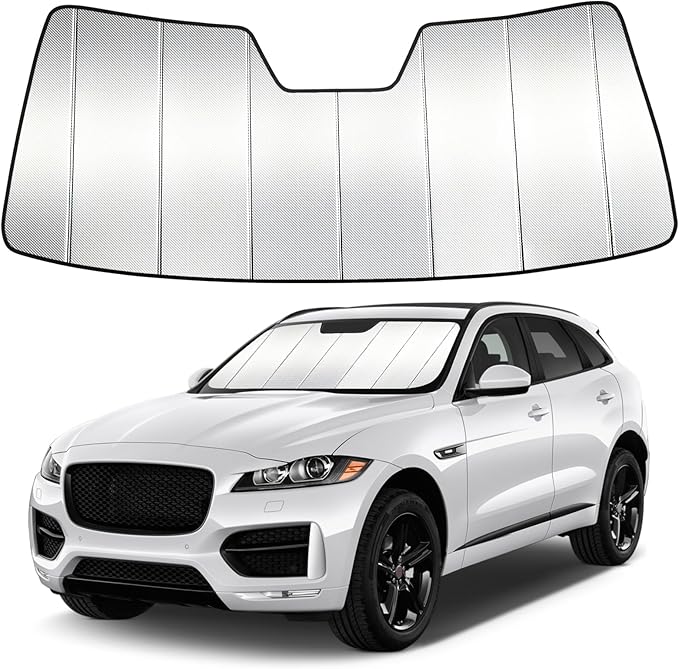 Windshield Sun Shade Custom Fit for Jaguar F-Pace 2016-2026, Accordion Folding Thick Window Sunshade Block Heat 99% UV Rays Sun Visor Keep Cooler Car Accessories