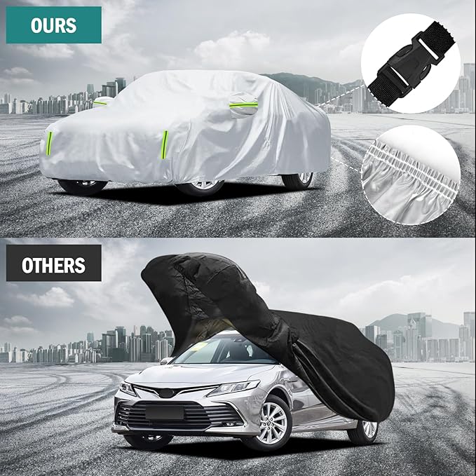Car Cover Custom Fit for Toyota Camry 1996-2025, for Honda Accord 2001-2025, Waterproof All Weather for Automobiles Full Exterior Cover Rain Sun UV Protection with Door Zipper