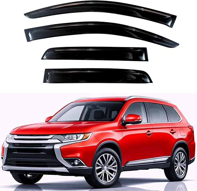 KPY Rain Guards Fit for 2014-2021 Mitsubishi Outlander, Out-Channel Window Visors Vent Wind Deflectors 4PC, Car Accessories for 14-21 Outlander (Excludes Sport Model)
