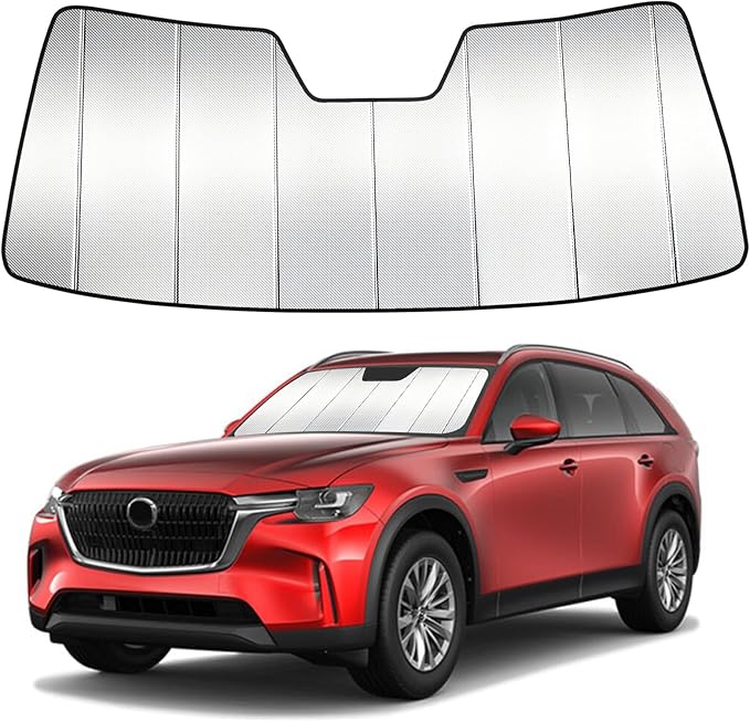 Windshield Sun Shade Custom Fit for Mazda CX-90 CX90 2024-2025 2026, Accordion Folding Thick Window Sunshade Block Heat 99% UV Rays Sun Visor Keep Cooler Car Accessories