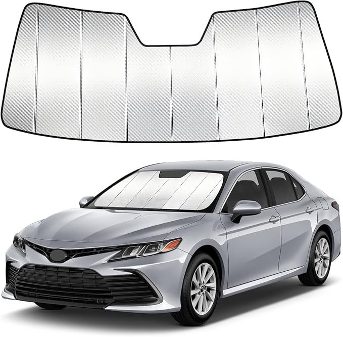 Windshield Sun Shade Custom Fit for Toyota Camry 2018-2024, Accordion Folding Thick Window Sunshade Block Heat 99% UV Rays Sun Visor Keep Cooler Car Accessories