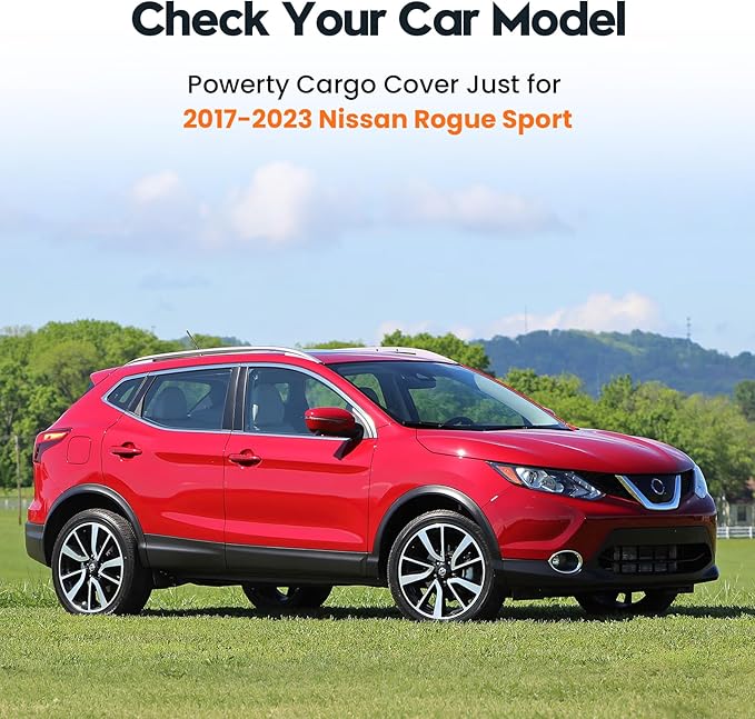 Powerty Cargo Cover for Nissan Rogue Sport 2017-2023 Accessories Trunk Security Shield Shade Black (Not for Nissan Rogue)