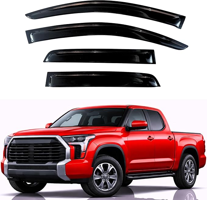 KPY Rain Guards Fit for 2022-2026 Toyota Tundra Double Cab, Out-Channel Window Visors Vent Wind Deflectors 4PC, Truck Accessories for 22-26 Tundra (Extended Cab Only)