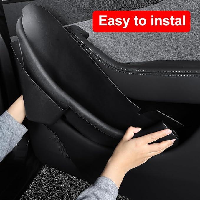 2025 2026 Tesla Model Y Juniper Door Organizer Trays - Upgraded TPE Door Side Storage Box with 2 Extra Storage Bags Set of 4 Black
