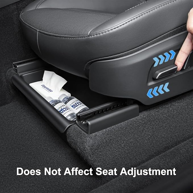 Under Seat Storage Box for 2025-2026 Tesla Model Y Juniper - Leak-Proof Covered Organizer Set, TPE Material, Quick-Pull Handle, Secure Anti-Slip Installation for Front Seats