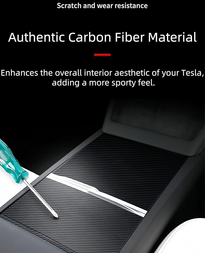 frani Center Console Wrap (Genuine Carbon Fiber Edition) Designed for Tesla Model 3 Highland 2024-2026/Model Y Juniper 2025-2026,Tesla Center Console Cover for Model 3/Y Refresh