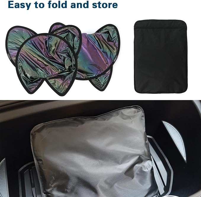 [2025 Upgrade] Sunshade Roof for Tesla New Model Y 2025 Juniper Colorful Ice Crystal Glass Sun Shade No-Sag Design Retractable Sunshade Heat Insulation Roof Window Sun Protection Foldable(Black)