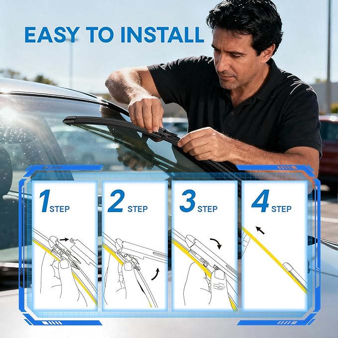 5 PLUS® Silicone Windshield Wipers 26 and 23 Inch Replacement For Toyota 2021-2007 Tundra 2022-2008 Sequoia, Automotive Replacement Windshield Wipers With Water Repellent