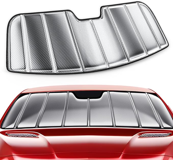 Windshield Sun Shade for Tesla Model 3 2018-2026, Model Y 2020-2026, Foldable Front Window Shade with 3-Layer Reflective Material to Keep Car Cool