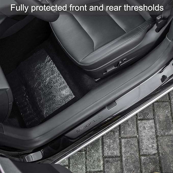 for Tesla Model 3 Highland 2024 2025 Door Sill Protector Front and Rear Door Entry Guard Carpet Pedal Kick Protection Strip Interior Accessories (2 Packs)