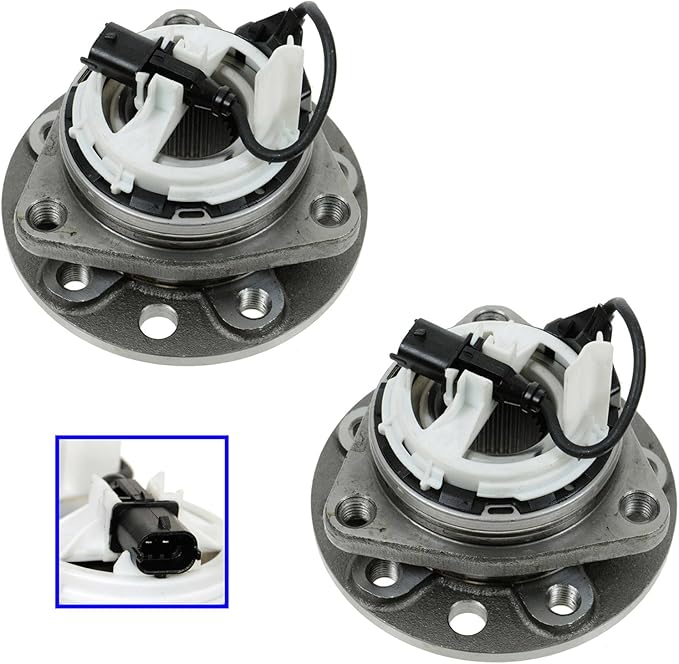 TRQ Front Left and Right Wheel Bearing and Hub Assembly Set 2 Piece Compatible with 2003 Saab 9-3 Arc Vector Linear 2004-2011 9-3 2010-2011 9-3X