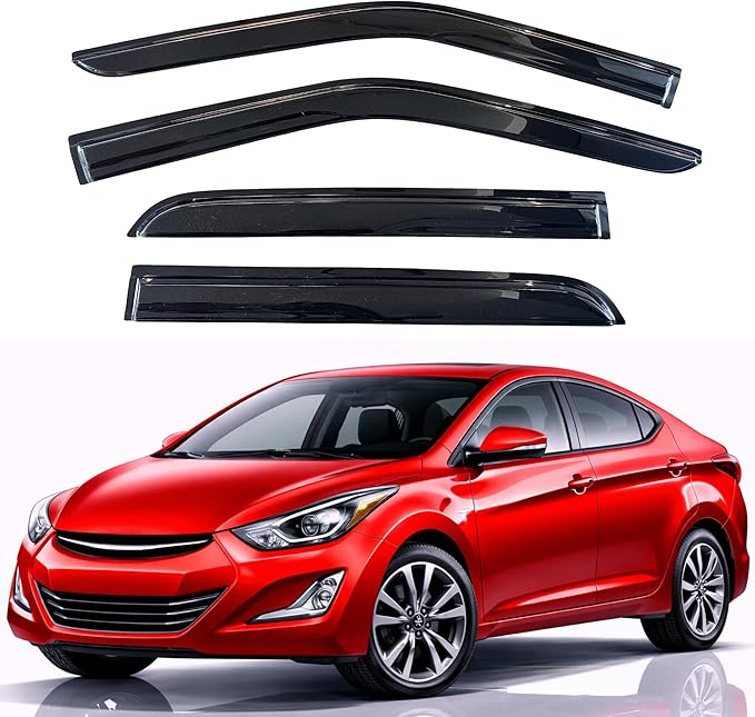 KPY Rain Guards Fit for 2011-2016 Hyundai Elantra Sedan, Out-Channel Window Visors Vent Wind Deflectors 4PC, Car Accessories for 11-16 Elantra Sedan (Excludes GT)