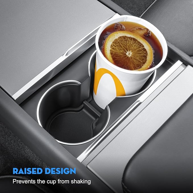 for Tesla Model Y 2026 Juniper Cup Holder Inserts Center Console Liner Coasters Mat Pad Compatible with 2017-2026 Model 3 & 2020-2026 Model Y Accessories